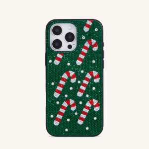 Candy Cane Embellished Holiday Phone Case - Green
