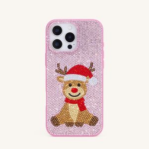 Reindeer Artificial Crystal Phone Case - Pink