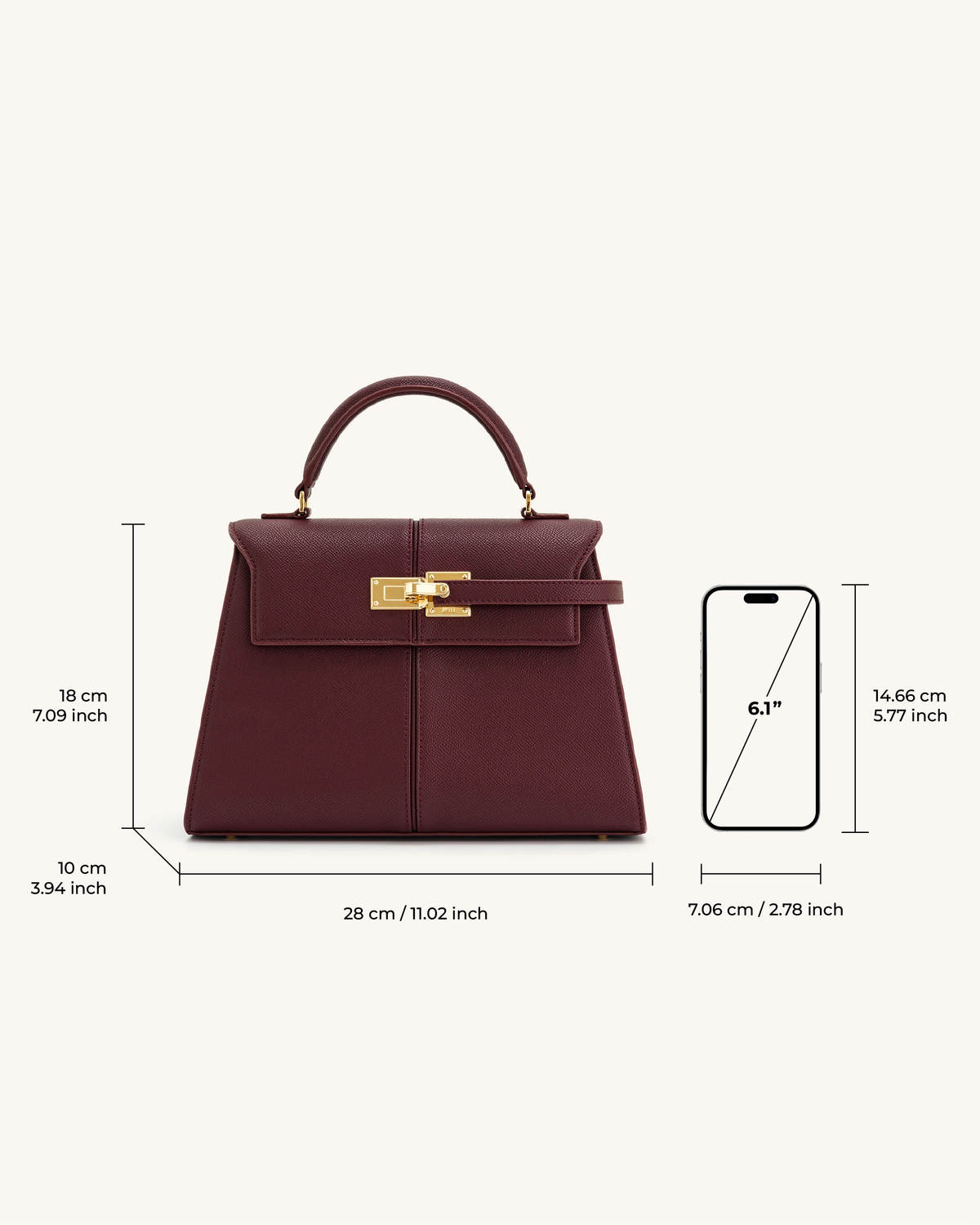 Elise Large Top Handle Bag - Claret - view 6
