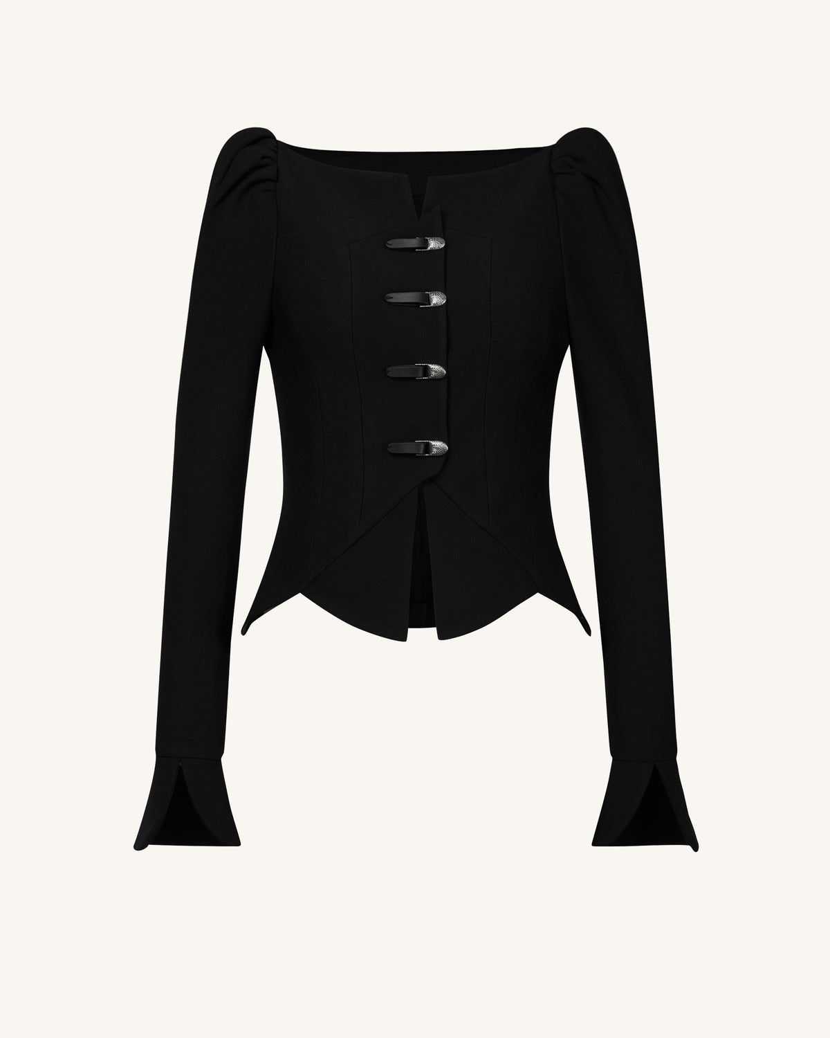 Olivia Puff Shoulder Blazer - Black - view 3