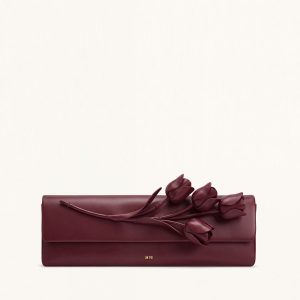 Tulip Floral Clutch - Burgundy