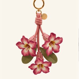 3D Embroidered Desert Rose Bag Charm - Pink