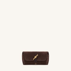 Lena Metal Rope Knot Faux Suede Glasses Case – Brown - view 1