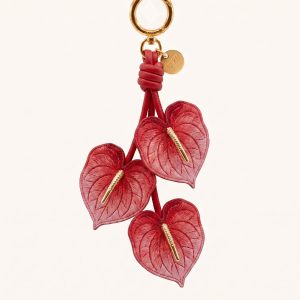 3D Embroidered Anthurium Bag Charm - Red