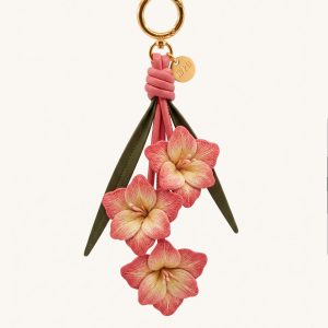 3D Embroidered Gladiolus Bag Charm - Pink