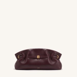 Hana Ruched Metal Clasp Clutch Bag - Burgundy
