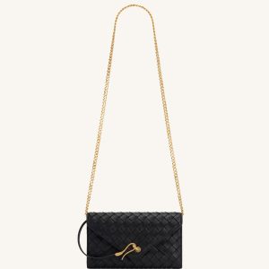 Celeste Woven Textured Chain Wallet - Black - view 1
