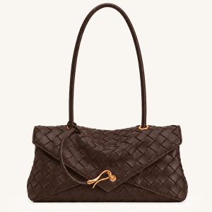 Celeste Woven Envelope Flap Shoulder Bag – Dark Brown