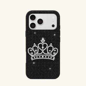 Crown Rhinestone Phone Case – Black