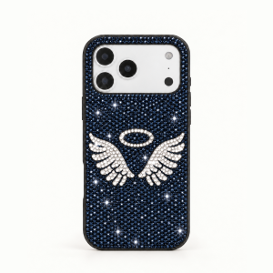 Angel Wings Artificial Crystal Phone Case – Blue