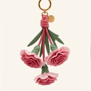 3D Embroidered Carnation Bag Charm - Pink