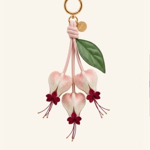 3D Embroidered Bleeding Heart Vine Bag Charm - Pink