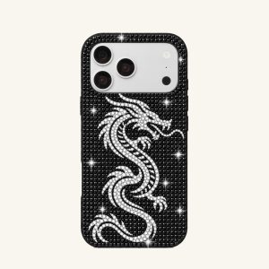 Dragon Artificial Crystal Phone Case – Black