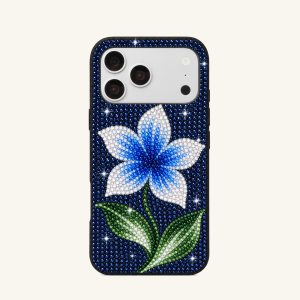 Blue Flower Artificial Crystal Phone Case – Navy