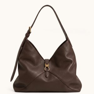 Bruna Buckle Hobo Bag - Dark Brown