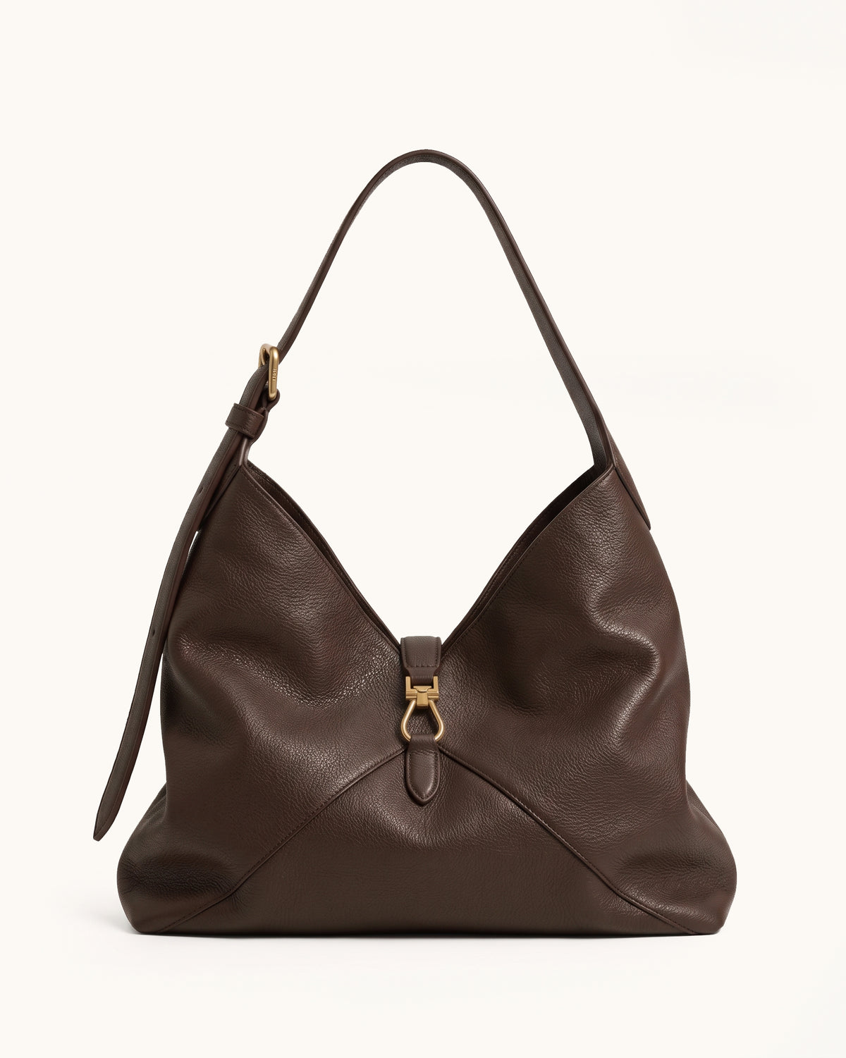 Bruna Buckle Hobo Bag - Dark Brown