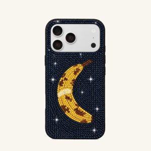 Banana Charm Artificial Crystal Phone Case – Navy
