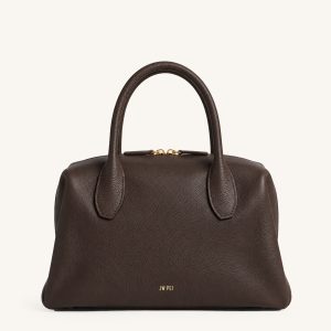 Veda Pebbled Zip Top Handle Bag – Dark Brown - view 1