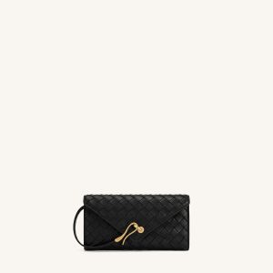 Celeste Woven Textured Envelope Long Wallet – Black - view 1