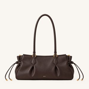 Mira Ruched Shoulder Bag - Brown