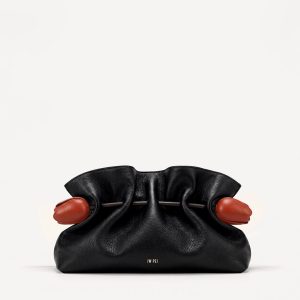 Tulip Ruched Clutch - Black