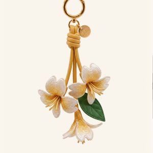 3D Embroidered Jasmine Flower Bag Charm - Ivory