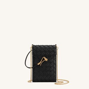 Celeste Woven Textured Phone Crossbody Bag - Black