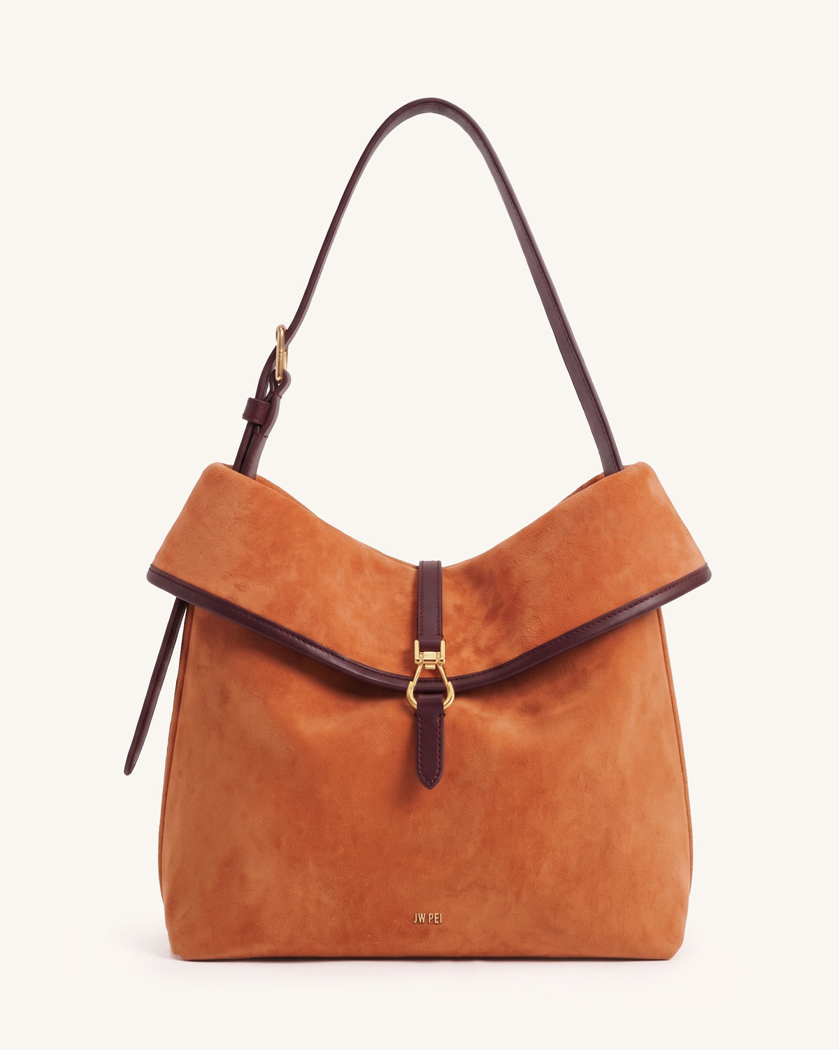 Bruna Faux Suede Buckle Hobo Bag - Brown