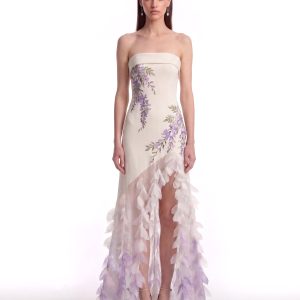Wisteria Petal Cascade High-Low Dress - Ivory