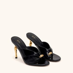 Noemi Cutout Square-Toe Metal Accent Sandals - Black