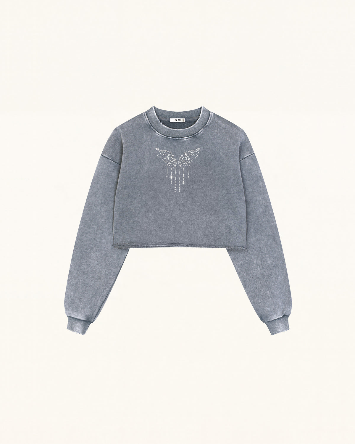 Angelic Dripping Crystal Wings Sweatshirt - Ash Cloud - view 2
