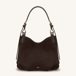 Velora Faux Suede Slouchy Shoulder Bag - Dark Brown - view 1