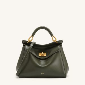 Lucia Classic Top Handle Bag - Dark Olive Green
