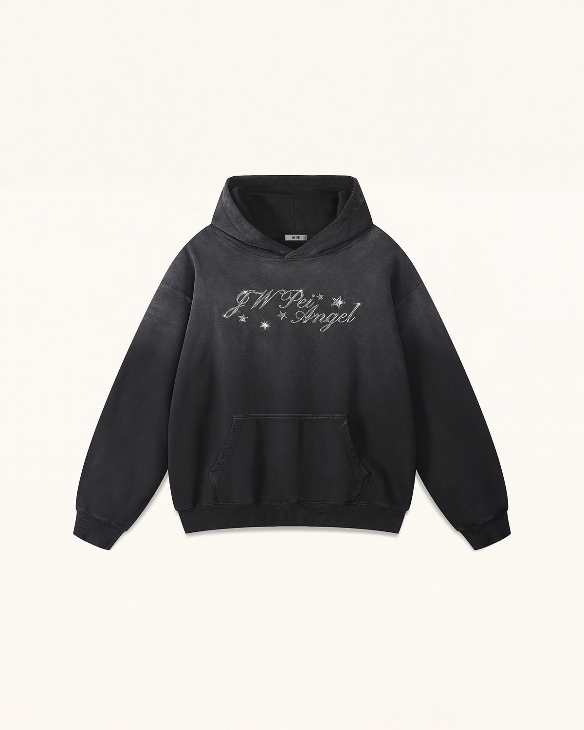 The Seraphic Crystal Feather Wing Hoodie - Washed Black - view 2