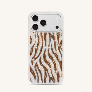 Pearl Zebra Stripe Artificial Crystal Phone Case - White - view 1