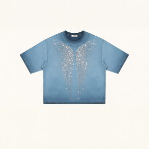 The Angelic Dripping Crystal Wings Tee - Acid Blue - view 1