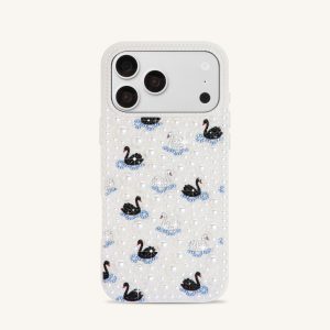 Pearl Swan Embellished Phone Case - White - view 1
