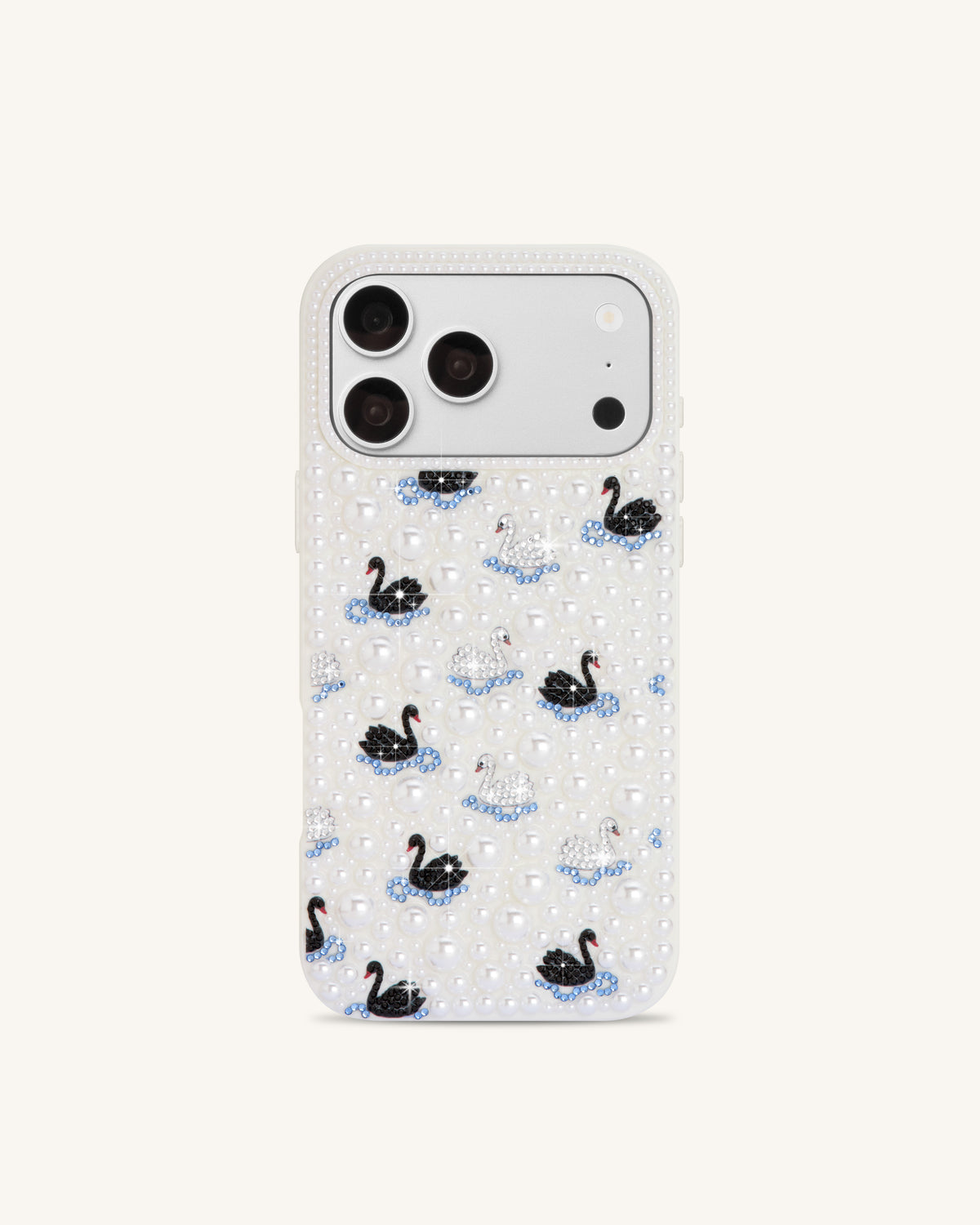 Pearl Swan Embellished Phone Case - White - view 1