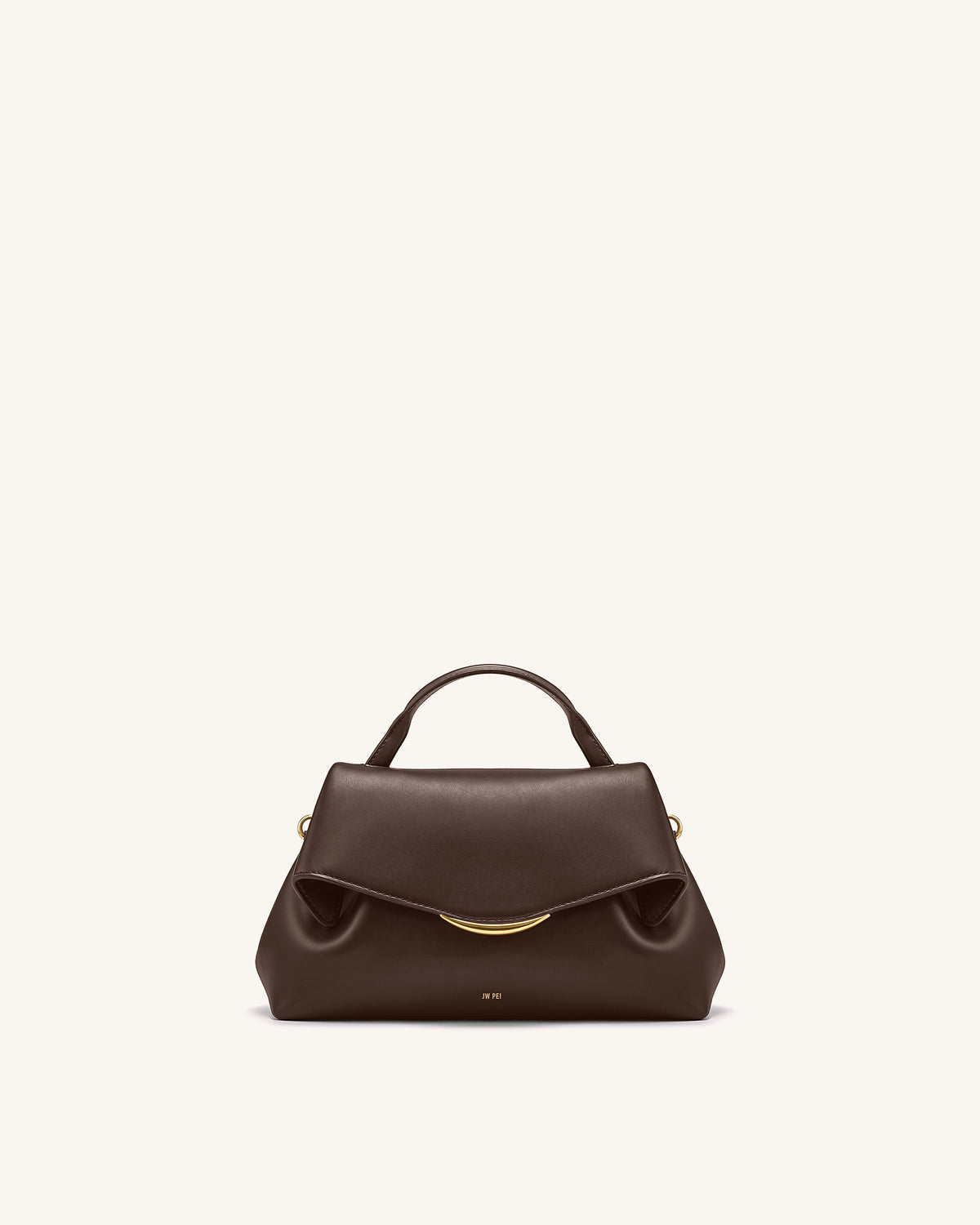 Nerissa Curved Flap Top Handle Bag - Dark Brown - view 1