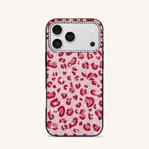 Bold Leopard Print Artificial Crystal Phone Case - Black - view 1