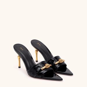 Lena Metal Rope Knot Woven Open Toe Sandals - Black