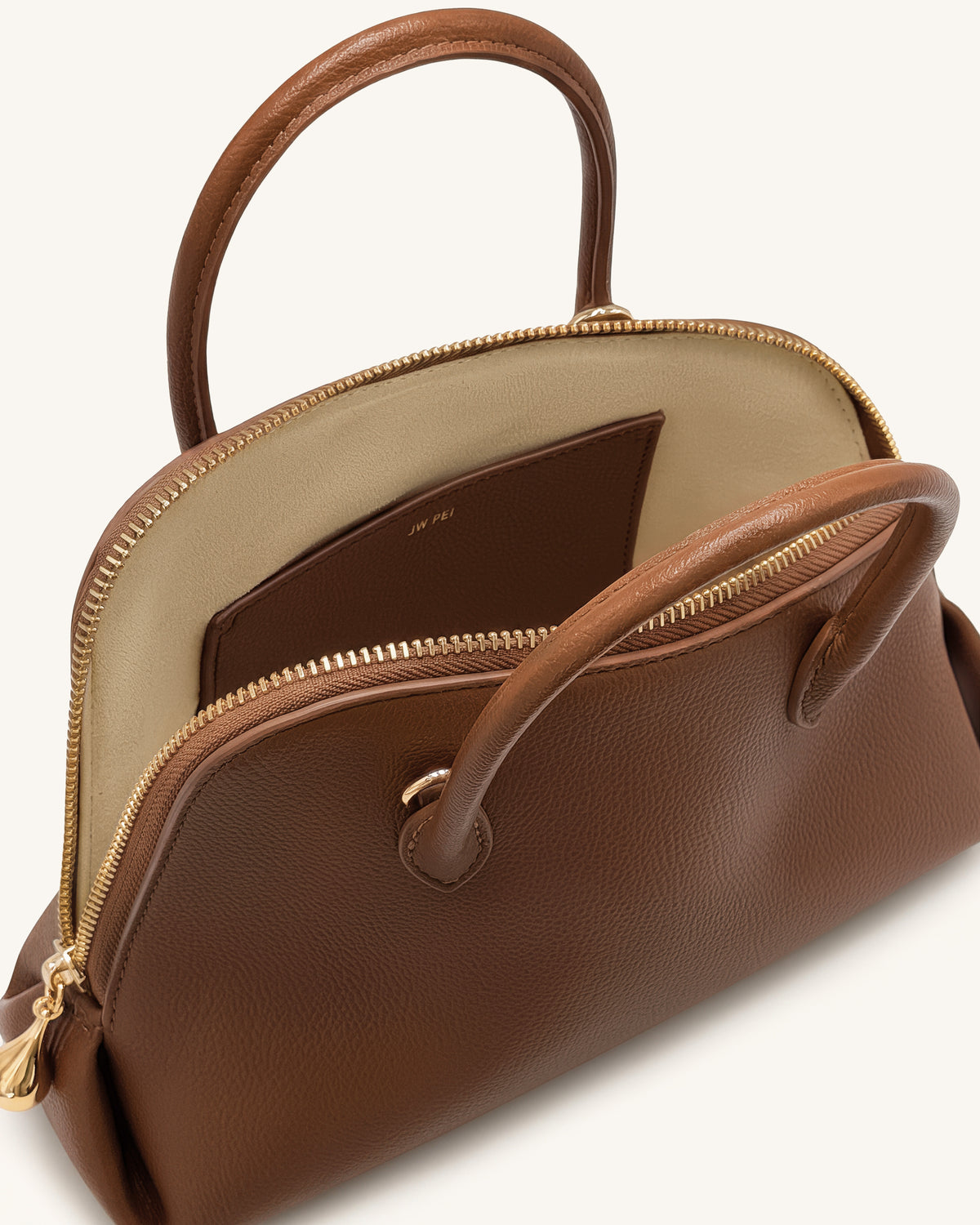 Nerina Pebbled Dome Top Handle Bag - Brown - view 4