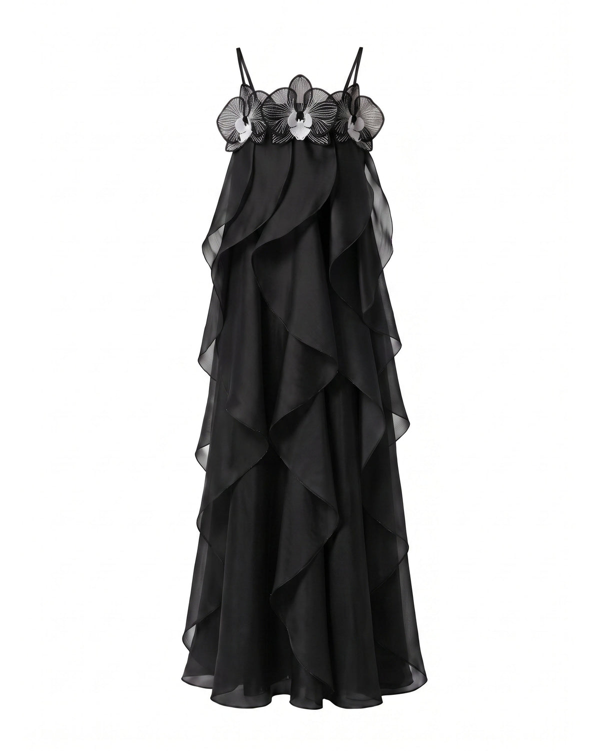Orchid Embroidered Organza Maxi Dress - Black - view 3