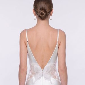 Satin Cowl Neck Spaghetti Strap Maxi Dress - White - view 1