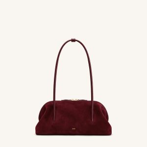 Aveline Faux Suede Shoulder Bag - Deep Red