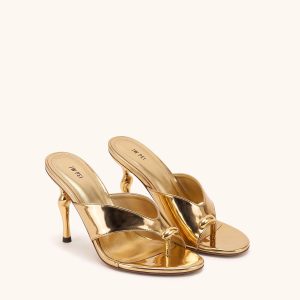 Noemi Cutout Square-Toe Metal Accent Sandals - Metallic Gold