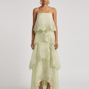 Orchid Embroidered Layered Maxi Dress - Light Green - view 1