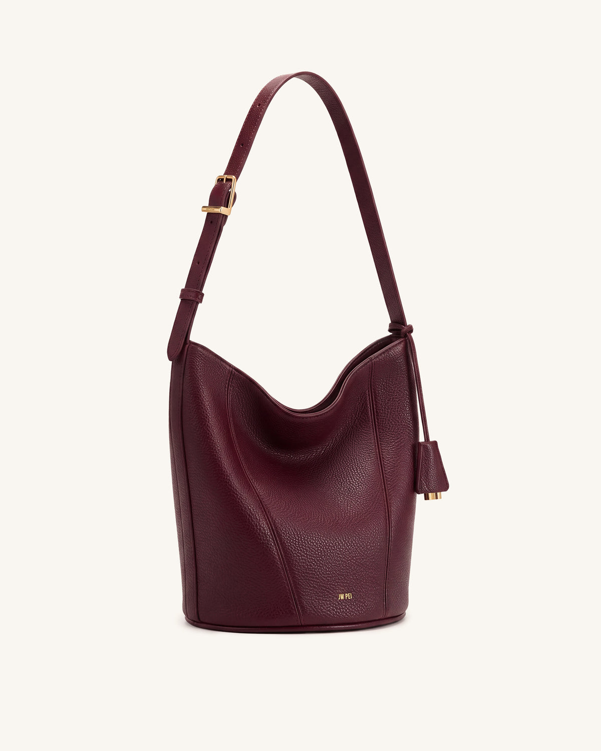 Zora Pebbled Bucket Bag - Deep Burgundy - view 2
