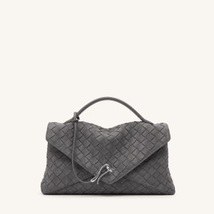 Celeste Faux Suede Woven Envelope Bag - Charcoal Gray