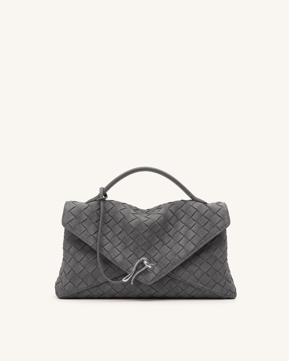 Celeste Faux Suede Woven Envelope Bag - Charcoal Gray